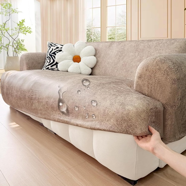 Waterproof Faux Leather Stretch Sofa Cover - Image 2